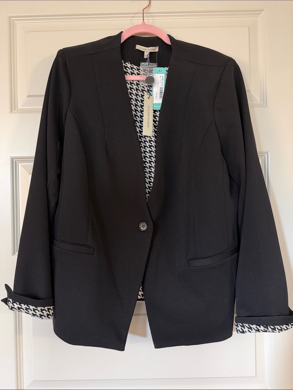 41 Hawthorn Women’s Black Doris StretcSingle-Button Blazer with Patterned Lining